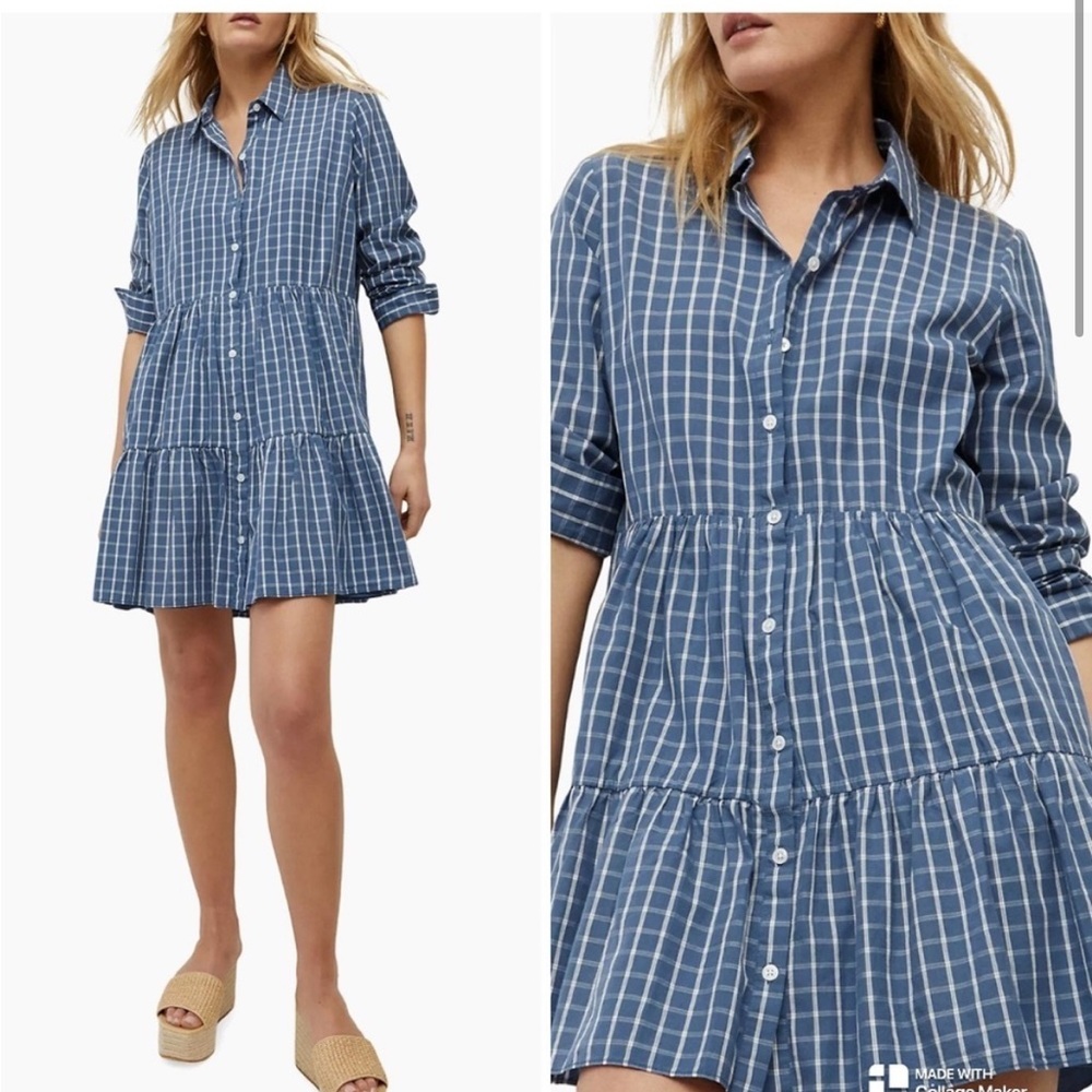 Veronica Beard Jemila cotton shirt dress in marine blue NWT